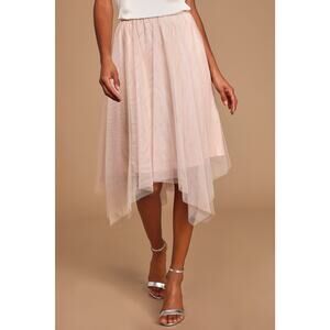 Pink Tulle Midi Skirt Womens XS Ballet Core Asymmetrical Fairy Coquette Girly